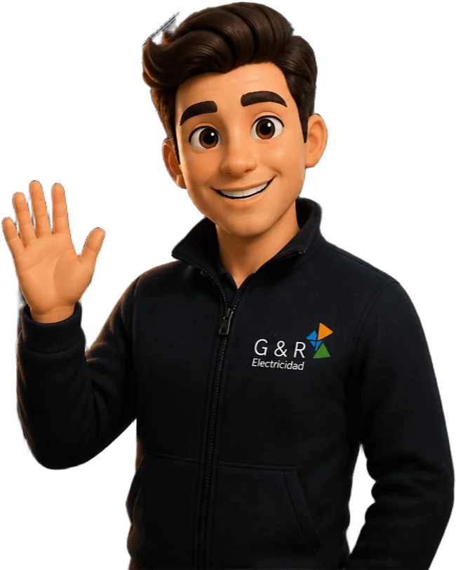Personaje de G&R Electricidad saludando